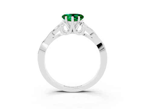 White gold Heart Cut Emerald Solitaire Engagement Ring with Celtic Knot Band and Four-Prong Setting_3