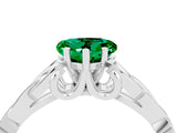 White gold Heart Cut Emerald Solitaire Engagement Ring with Celtic Knot Band and Four-Prong Setting_4