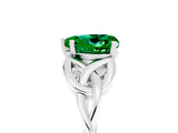 White gold Heart Cut Emerald Solitaire Engagement Ring with Celtic Knot Band and Four-Prong Setting_5