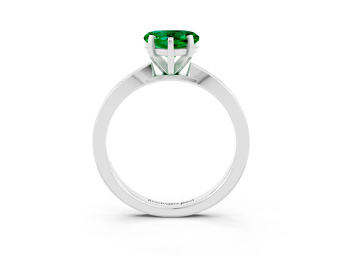 White gold Heart Cut Emerald Solitaire Engagement Ring with Classic Band and Four-Prong Setting_27