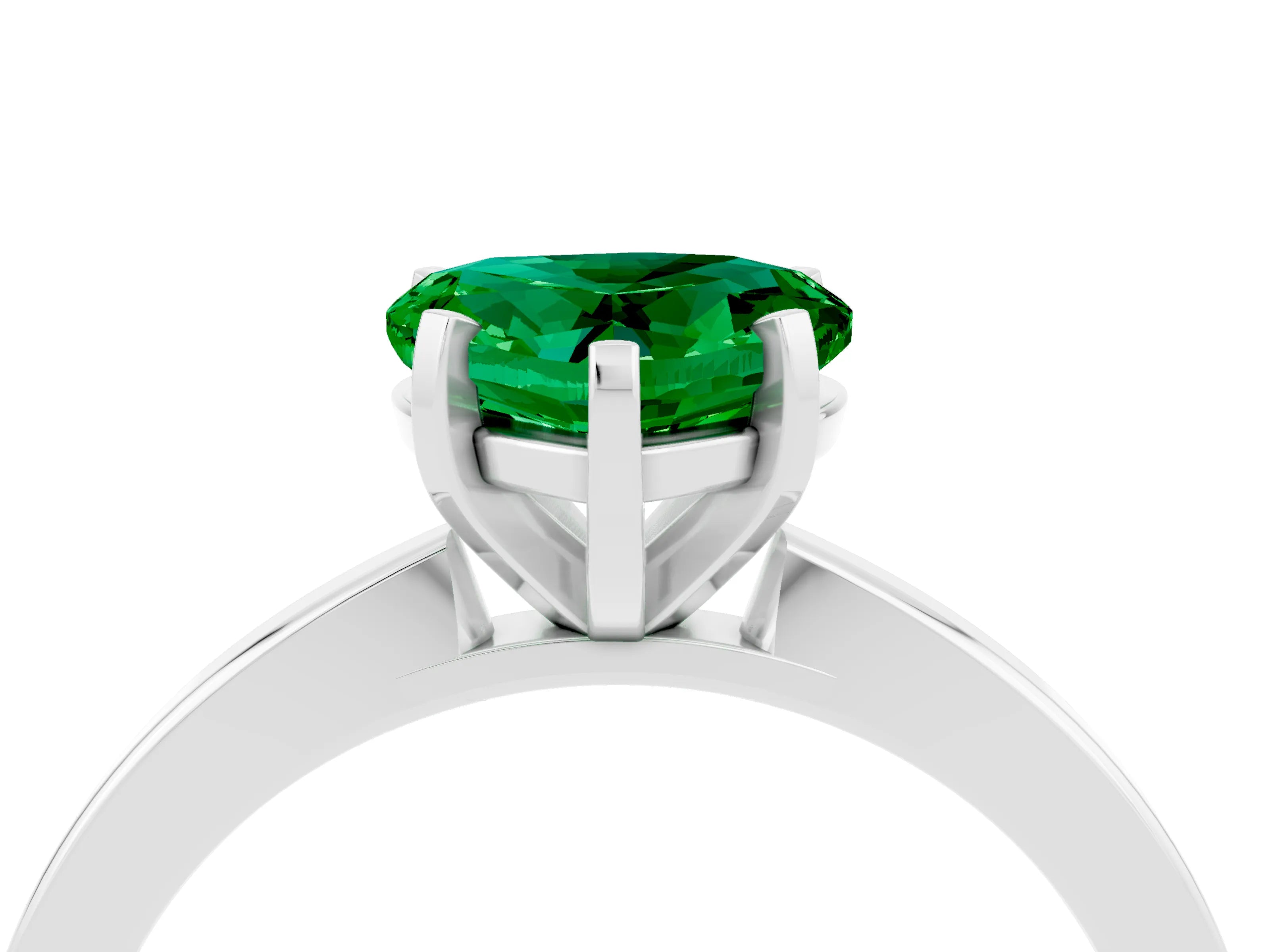 White gold Heart Cut Emerald Solitaire Engagement Ring with Classic Band and Four-Prong Setting_28