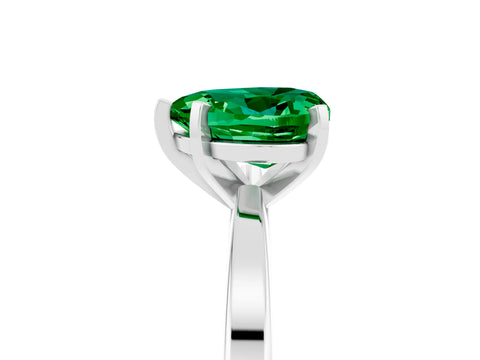 White gold Heart Cut Emerald Solitaire Engagement Ring with Classic Band and Four-Prong Setting_29