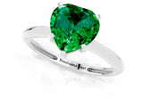 White gold Heart Cut Emerald Solitaire Engagement Ring with Classic Band and Four-Prong Setting_37