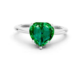 White gold Heart Cut Emerald Solitaire Engagement Ring with Classic Band and Four-Prong Setting_60