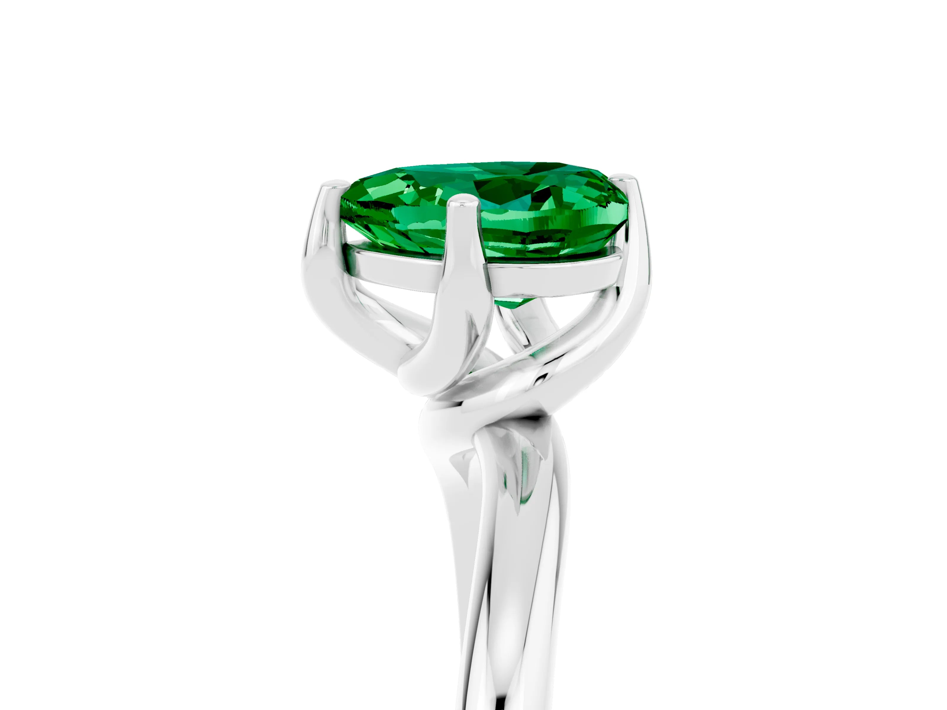 White gold Heart Cut Emerald Solitaire Engagement Ring with Four-Prong Setting and Classic Band_17