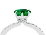 White gold Heart Cut Emerald Solitaire Engagement Ring with Pavé Band and Four-Prong Setting_4