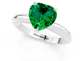 White gold Heart Cut Emerald Solitaire Engagement Ring with Round Band and Four-Prong Setting_1