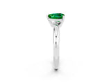 White gold Heart Cut Emerald Solitaire Engagement Ring with Round Band and Four-Prong Setting_2