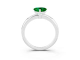 White gold Heart Cut Emerald Solitaire Engagement Ring with Round Band and Four-Prong Setting_3