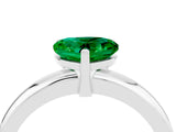 White gold Heart Cut Emerald Solitaire Engagement Ring with Round Band and Four-Prong Setting_4