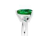 White gold Heart Cut Emerald Solitaire Engagement Ring with Round Band and Four-Prong Setting_5