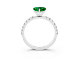 White gold Heart Cut Emerald Solitaire Pavé Band with Four-Prong Setting_3