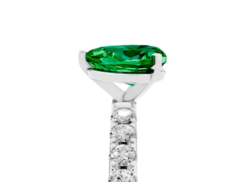 White gold Heart Cut Emerald Solitaire Pavé Band with Four-Prong Setting_5