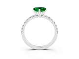 White gold Heart Cut Emerald Solitaire Pavé Engagement Ring with Round Band and Prong Setting_15