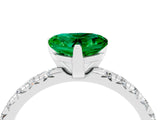 White gold Heart Cut Emerald Solitaire Pavé Engagement Ring with Round Band and Prong Setting_16