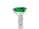White gold Heart Cut Emerald Solitaire Pavé Engagement Ring with Round Band and Prong Setting_17