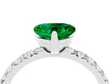 White gold Heart Cut Emerald Solitaire Pavé Engagement Ring with Round Band and Prong Setting_82
