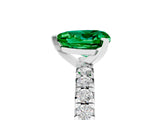 White gold Heart Cut Emerald Solitaire Pavé Engagement Ring with Round Band and Prong Setting_83