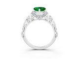 White gold Heart Cut Emerald Solitaire Ring with Filigree Band and Four-Prong Setting_27