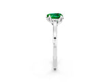 White gold Heart Cut Emerald Solitaire Ring with Flower Prong Setting and Classic Band_21