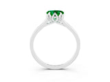 White gold Heart Cut Emerald Solitaire Ring with Flower Prong Setting and Classic Band_22