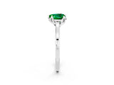 White gold Heart Cut Emerald Solitaire Ring with Flower Prong Setting and Classic Band_33