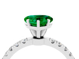 White gold Heart Cut Emerald Solitaire Ring with Pavé Accents and Four-Prong Setting_4
