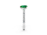 White gold Heart Cut Emerald Solitaire Ring with Pavé Band and Four-Prong Setting_26