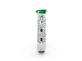 White gold Heart Cut Emerald Solitaire Ring with Pavé and Channel Set Band_2