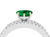 White gold Heart Cut Emerald Solitaire Ring with Pavé and Channel Set Band_4