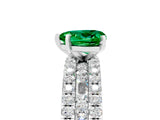 White gold Heart Cut Emerald Solitaire Ring with Pavé and Channel Set Band_5