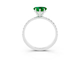 White gold Heart Cut Emerald Solitaire Ring with Pave Band and Four Prong Setting_27