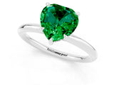 White gold Heart Cut Emerald Solitaire Ring with Thin Band and Four-Prong Setting_1