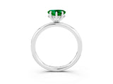 White gold Heart Cut Emerald Solitaire Ring with Thin Band and Four-Prong Setting_3