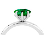 White gold Heart Cut Emerald Solitaire Ring with Thin Band and Four-Prong Setting_4