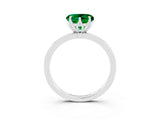 White gold Heart Cut Emerald Solitaire Ring with Thin Band and Prong Setting_15