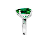 White gold Heart Cut Emerald Solitaire Ring with Thin Band and Prong Setting_17