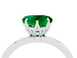 White gold Heart Cut Emerald Solitaire Ring with Thin Band and Prong Setting_40