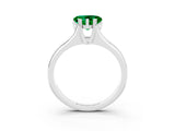 White gold Heart Cut Emerald Solitaire Ring with Wide Band and Prong Setting_3