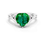White gold Heart Cut Emerald Solitaire Twist Band Prong Setting Ring_36