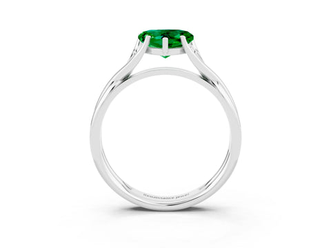 White gold Heart Cut Emerald Solitaire Twist Band Prong Setting Ring_39