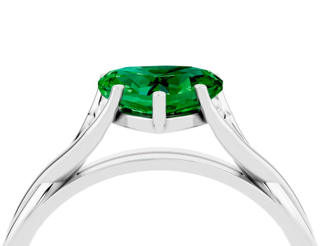 White gold Heart Cut Emerald Solitaire Twist Band Prong Setting Ring_40