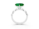 White gold Heart Cut Emerald Solitaire Twisted Band with Round  Accents and Prong Setting_15