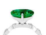 White gold Heart Cut Emerald Solitaire Twisted Band with Round  Accents and Prong Setting_16