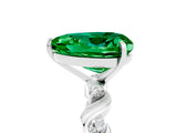 White gold Heart Cut Emerald Solitaire Twisted Band with Round  Accents and Prong Setting_17