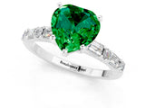 White gold Heart Cut Emerald Solitaire with Side Baguettes and Channel Set Band_1