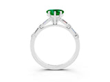 White gold Heart Cut Emerald Solitaire with Side Baguettes and Channel Set Band_3