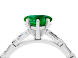 White gold Heart Cut Emerald Solitaire with Side Baguettes and Channel Set Band_4