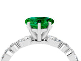White gold Heart Cut Emerald Solitaire with Side Stones on a Pavé Band and Four-Prong Setting_4