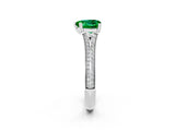 White gold Heart Cut Emerald Split Shank Engagement Ring with Pavé Band_2